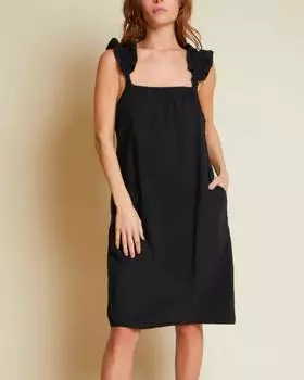 Платье миди Elena с оборками и воланами в черном цвете Nation LTD