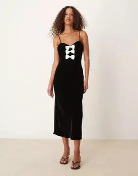 Платье миди Eliana с бантом спереди черного цвета Nobody’s Child