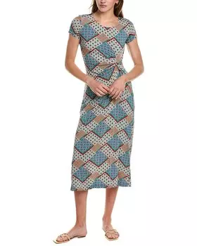 Платье миди Elie Tahari с перекрученной передней частью, синий