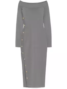 Платье миди Elisabetta Franchi с открытыми плечами, серый