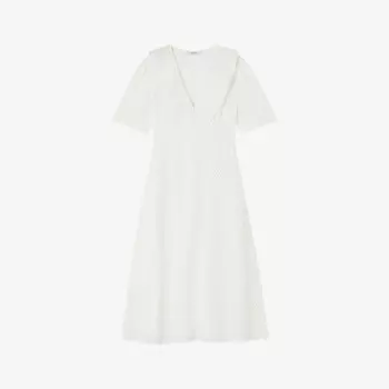 Платье миди Ella с вышивкой и английской вышивкой Lk Bennett, белый