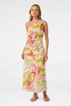 Платье миди elle на одно плечо из чистого льна Forever New, бежевый