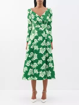 Платье миди ellison из тафты фай с цветочным принтом Emilia Wickstead, зеленый