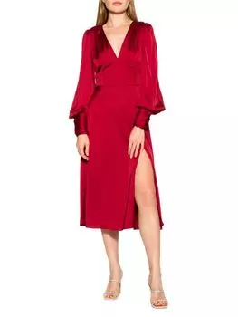 Платье миди elysa bishop с приталенными рукавами и расклешенными рукавами Alexia Admor Cranberry