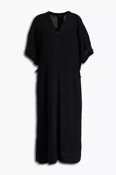 Платье миди Elysse из хлопкового крепона со сборками RAG & BONE, черный