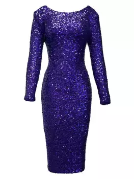 Платье миди Emery с пайетками Dress The Population, фиолетовый