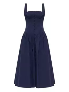 Платье миди Emmett со сборками Cult Gaia, синий