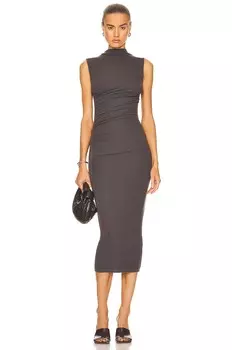 Платье миди Enza Costa Silk Knit Sleeveless Twist, цвет Dark Pewter