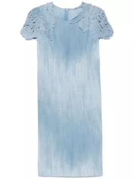 Платье миди Ermanno Scervino с джинсовым принтом, синий