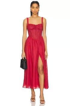 Платье миди Esra Bardot, fire red