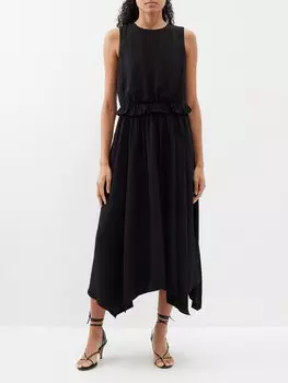 Платье миди evita из крепа с платком Ulla Johnson, черный