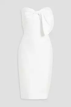 Платье миди фай без бретелек с бантом BADGLEY MISCHKA, белый