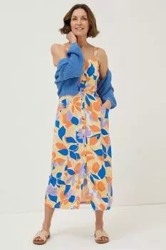 Платье миди FatFace Corey Stencil с цветочным мотивом Fat Face, оранжевый