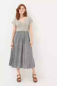 Платье миди Fatface Rae Star с геометрией Fat Face, черный