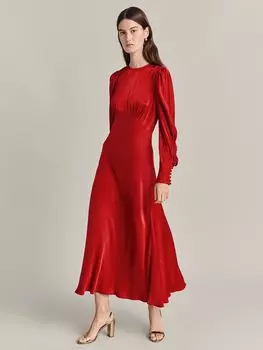 Платье миди Fiona Empire Line Ghost, темно-красный