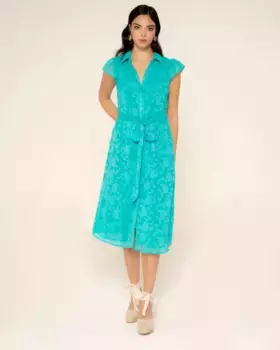 Платье-миди Flora с короткими рукавами Niza, бирюзовый