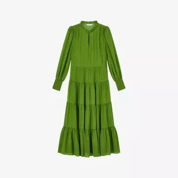 Платье-Миди Flora с шевронным узором и шелковой смесовой отделкой Lk Bennett, зеленый