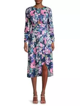 Платье миди For Love &amp; Lemons с цветочным принтом victoria, голубой