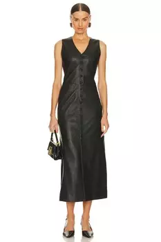 Платье миди FRAME Leather Midi Vest Dress, черный