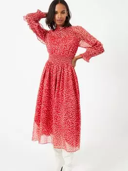 Платье миди French Connection Billi с абстрактным точечным принтом, горько-сладкий