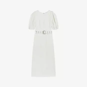 Платье миди Gabyela из эластичной ткани с объемными рукавами Ted Baker, белый