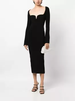 Платье миди Gaia в рубчик Galvan London, черный