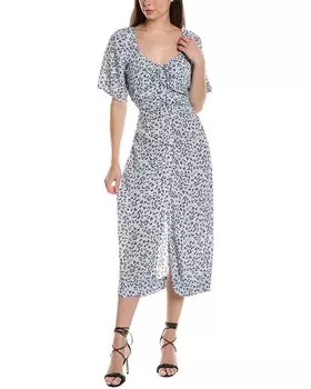 Платье миди GANNI с завязками спереди, синий