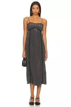 Платье миди Ganni Shiny, цвет Gray Pinstripe