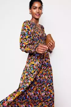 Платье миди Gemma со сборками Boden, зеленый