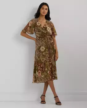Платье миди Georgette с цветами Lauren Ralph Lauren, мультиколор