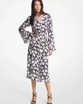Платье миди Georgette сми Michael Michael Kors, черный