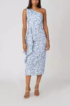 Платье миди Gramercy цвета слоновой кости/светло-голубого цвета Shoshanna