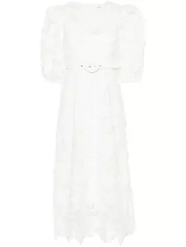 Платье миди Halliday Lace Flower ZIMMERMANN, белый