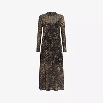 Платье миди Hanna с высоким воротом из переработанного полиэстера Allsaints, золото