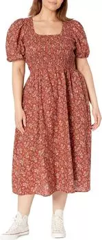 Платье миди Harper с объемными рукавами и овальным вырезом Lucie Madewell, цвет Stained Mahogany