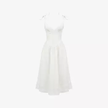 Платье-Миди Hattie из эластичной хлопковой смеси со сборками House Of Cb, белый