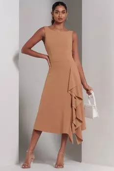 Платье миди Haylen с рюшами Jolie Moi, коричневый