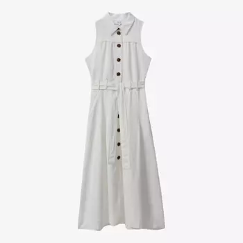Платье миди Heidi с застежкой на пуговицы и поясом на талии Reiss, белый