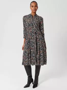 Платье миди Hobbs Alex Spot, черный/мульти