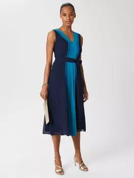 Платье миди Hobbs Lila Color Block, Темно-синий/Мульти