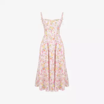 Платье миди House Of Cb Clarabelle с корсетом из эластичной ткани с цветочным принтом, розовый