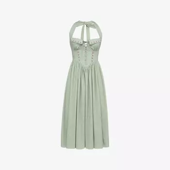 Платье миди House Of Cb Emilia из хлопка на шнуровке, зеленый