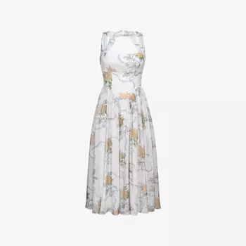 Платье миди House Of Cb Minerva из шифона с цветочным принтом, голубой