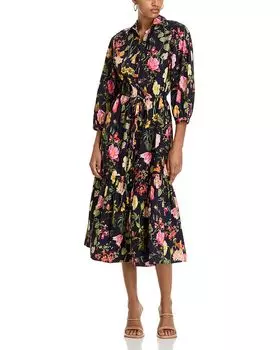 Платье миди Hutton с цветочным принтом Cara Cara, синий