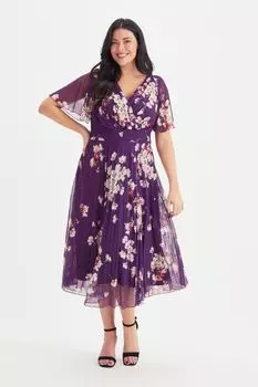 Платье миди и плиссированной юбкой Scarlett & Jo, фиолетовый