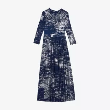 Платье миди Iggiey из эластичной ткани с металлизированным принтом и оборкой на воротнике Ted Baker, темно-синий