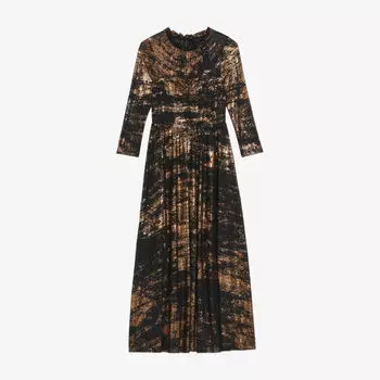 Платье миди Iggiey из эластичной ткани с металлизированным принтом и оборкой на воротнике Ted Baker, черный