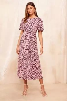 Платье миди Ity Flutter с короткими рукавами Friends Like These, фиолетовый