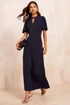 Платье миди Ity с короткими рукавами и принтом в виде замочной скважины Friends Like These, синий