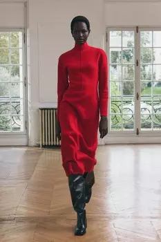 Платье миди из 100% шерсти ZARA, красный